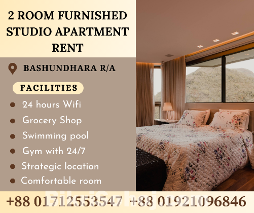 Two Room Furnished Studio Apartment RENT in Bashundhara R/A